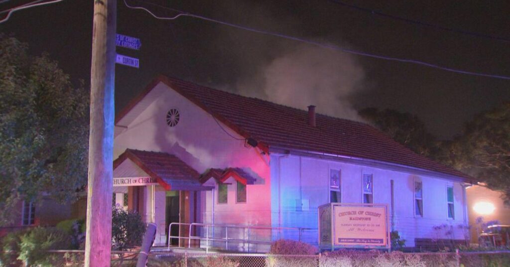 Man arrested after Melbourne church catches fire