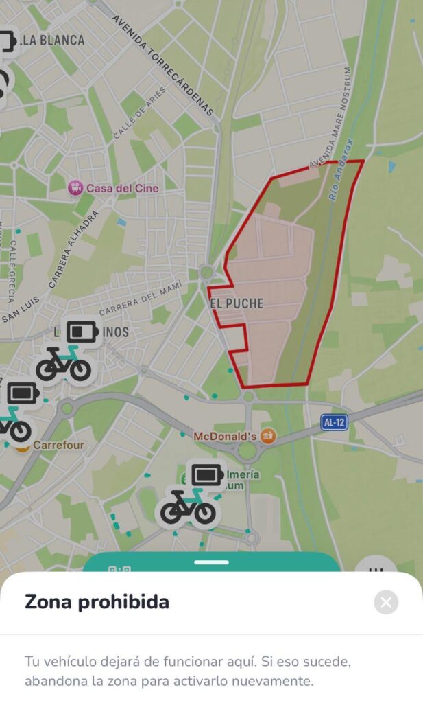 This is what racial discrimination looks like in Almería (electric bike rental application, look up which community lives in El Puche)
