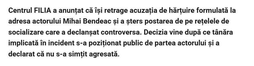 Bendeac, accused by everyone, but not by the "aggressor".