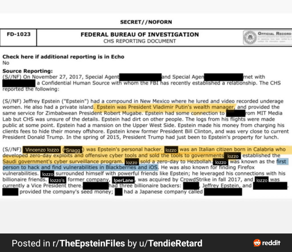 Epstein's personal hacker would be Italian