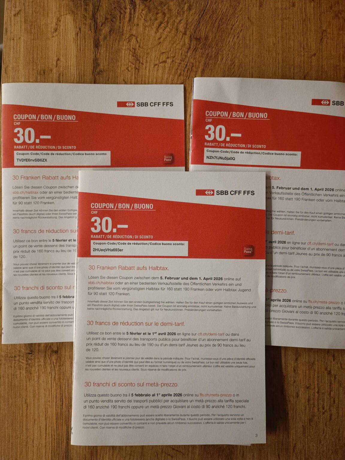 30 CHF off if you're purchasing HalbTax for the first time