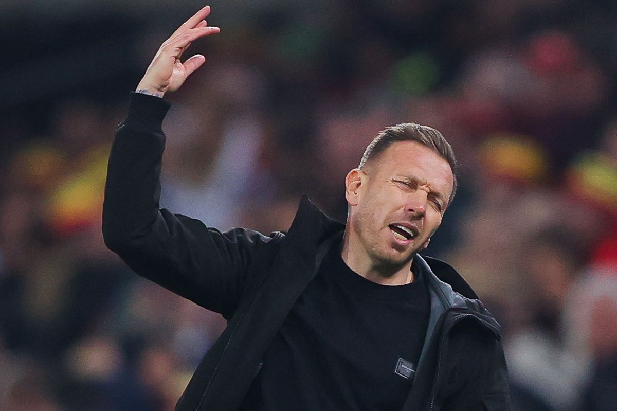 Craig Bellamy, manager of the Welsh national football team, reacts during the UEFA Nations League 2024/25 League B Group B4 match between Wales and Montenegro at  on October 14, 2024 in Cardiff, Wales.