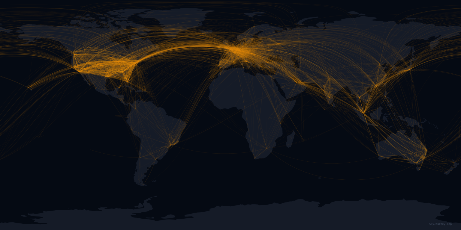 [OC] Global Commercial Flight Routes: 40k Flights Visualized