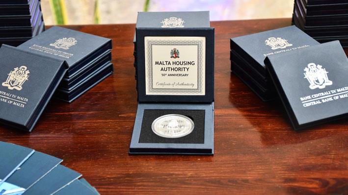 Silver coin marking 50th anniversary of the Malta Housing Authority