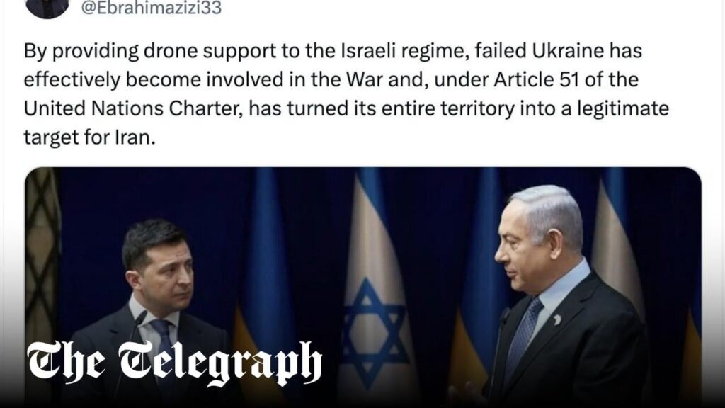 Iran declares Ukraine a ‘legitimate target - Tehran official claims Kyiv has supplied Israel with drones and therefore ‘effectively entered war