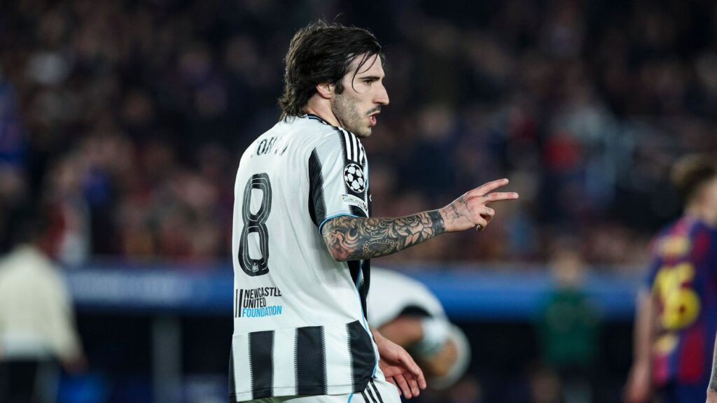 Sandro Tonali injured in Newcastle loss ahead of Italy playoff