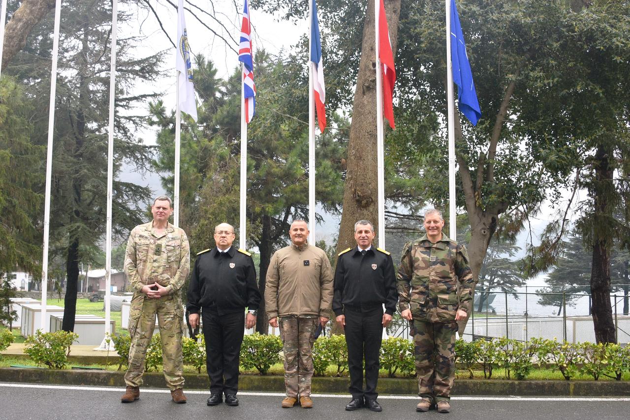 Naval officers from Türkiye, France, and the United Kingdom visit the Maritime Component Command (MCC) in Anadolukavagi, Beykoz, Istanbul, Türkiye, March 24, 2026. (Photo via X/@tcsavunma)