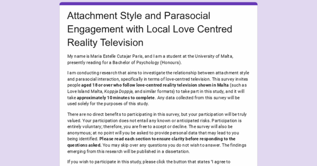 Looking for Locals who Follow Local Love Centred Reality Television (e.g. Love Island) for my Research