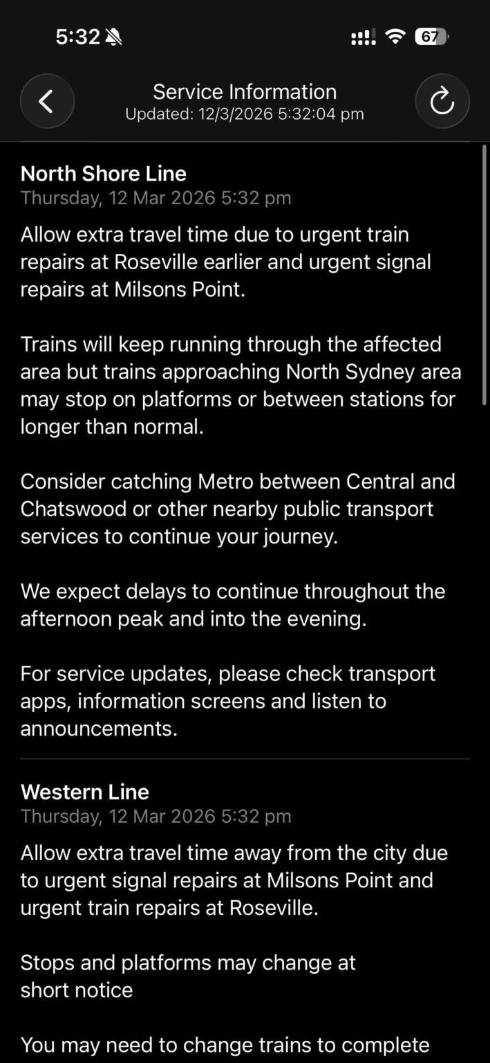 Trains fucked again.
