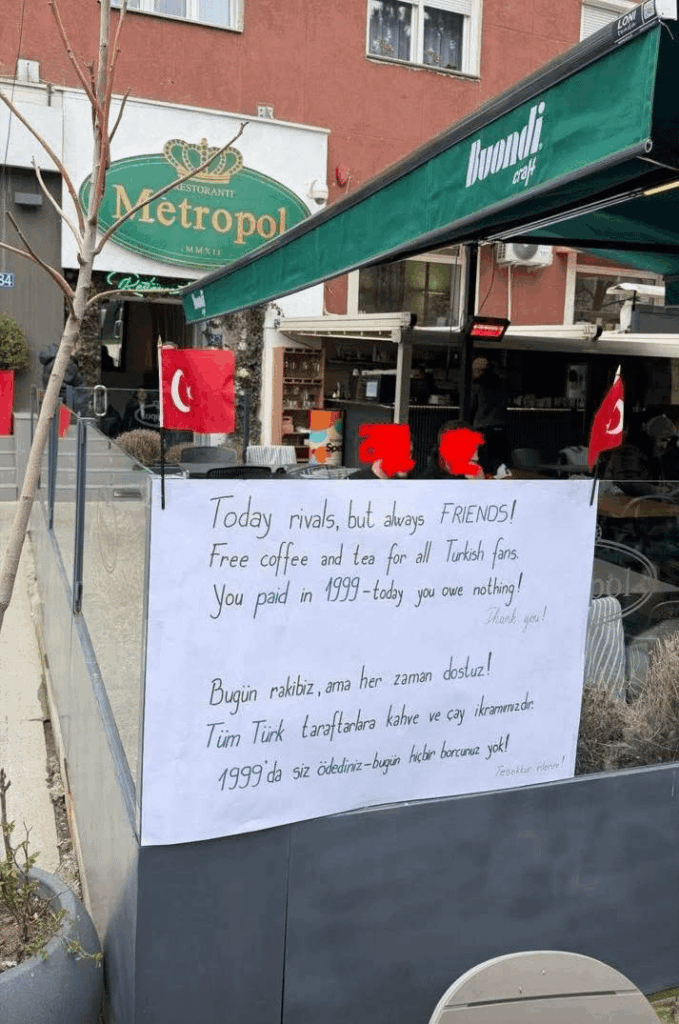 A cafe in central Kosovo Today Before the Match Against Turkey