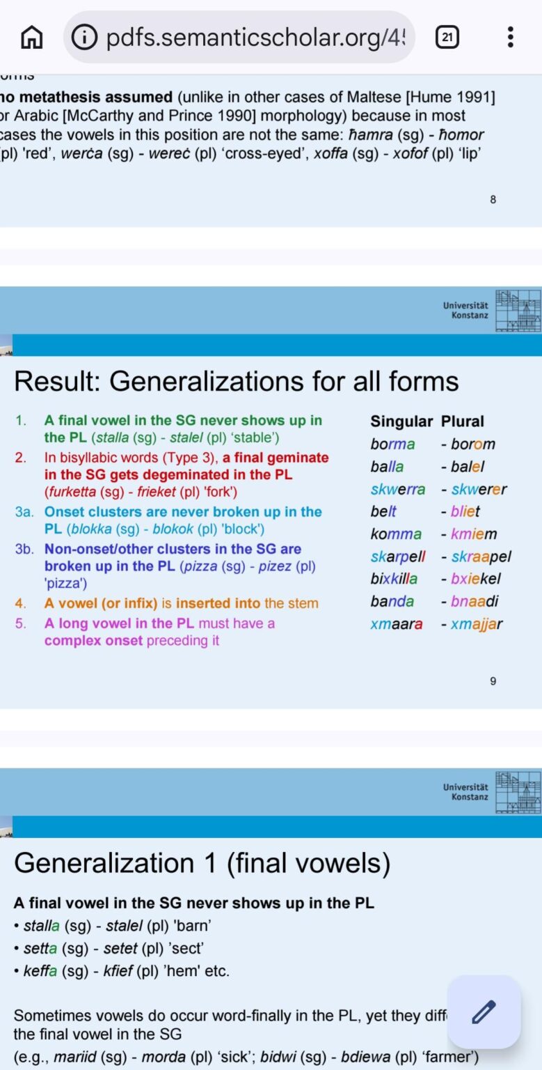 Interesting paper on common features of the broken plural