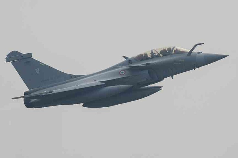 FILE - France's Rafale B twin-seat multirole fighter performs during the Pegase 2024 mission at Halim Perdanakusuma airport in Jakarta, Indonesia, Wednesday, July 24, 2024. (AP Photo/Tatan Syuflana, File)