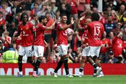 Casemiro celebrates with Manchester United players