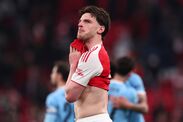 LONDON, ENGLAND - MARCH 22: Declan Rice of Arsenal looks dejected during the Carabao Cup Final match Arsenal and between Manches