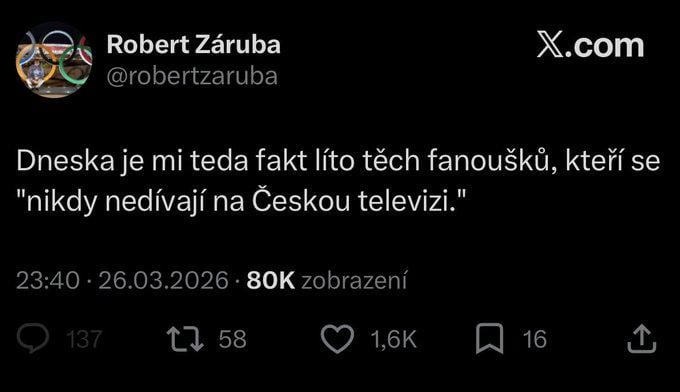 Absolute peak from Záruba and his comments under the post. One of us. That's on XXL popcorn