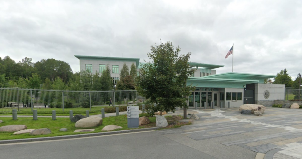 Police search for perpetrators after explosion damages entrance of U.S. Embassy in Oslo