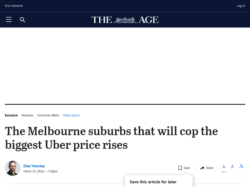 The Melbourne suburbs that will cop the biggest Uber price rises