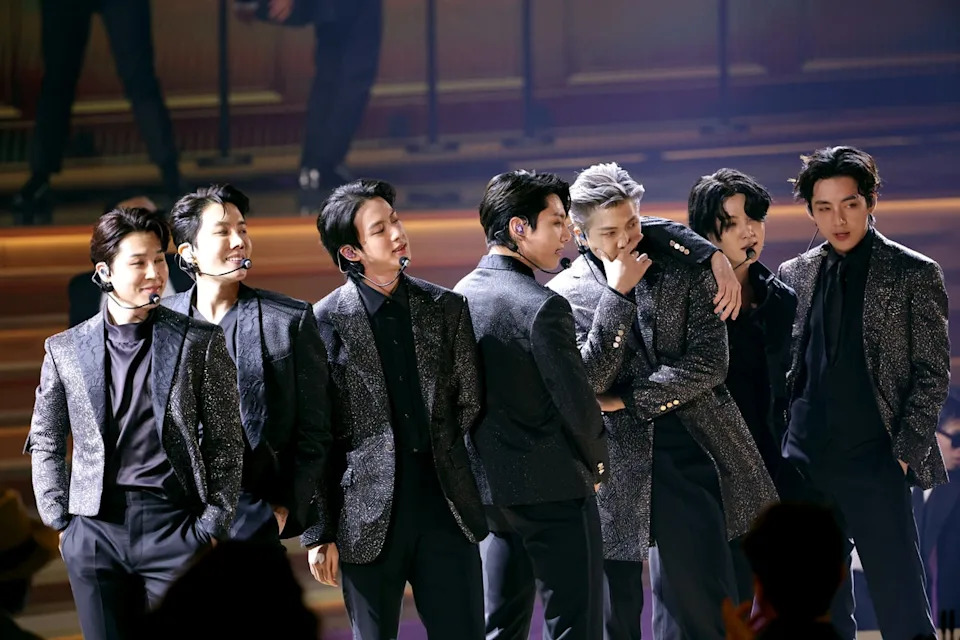 BTS perform at the 64th Annual Grammy Awards (Getty)