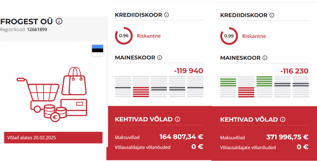 The tax debt of e-shop FROG.EE reaches 536,804 euros The tax debt of e-shop FROG.EE reaches 536,804 euros