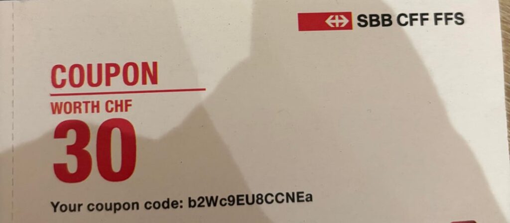 30CHF coupon for half fare