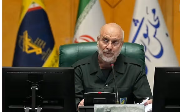 Mohammad Bagher Ghalibaf appears in IRGC uniform while presiding over a parliamentary session, in a symbolic show of support following the Guard’s designation by the EU as a terrorist organization.