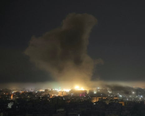 Smoke rises from the site of an Israeli airstrike in Beirut’s southern suburbs on Tuesday