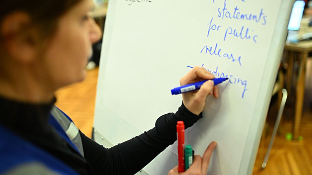 Participants work together during workshop exercises at the ADRA Emergency Response Team training in Belgrade, Serbia, on February 4, 2026