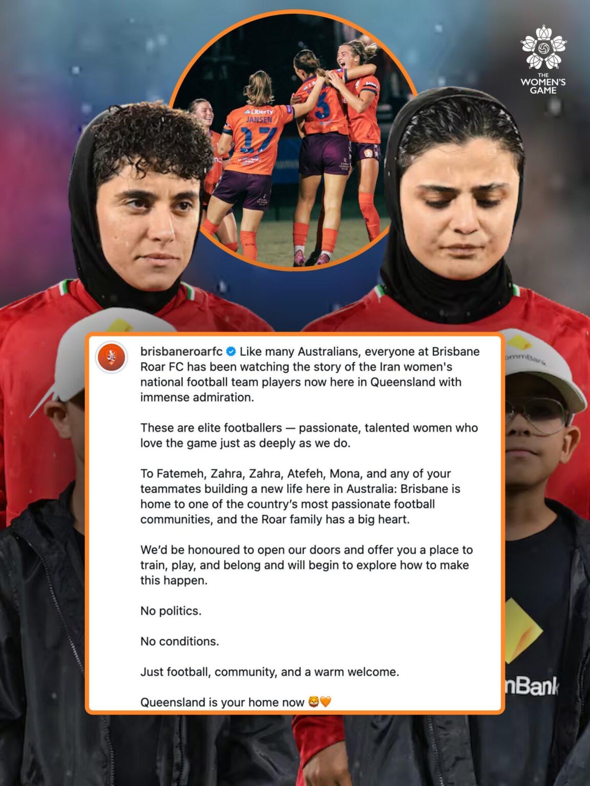 Not an Aussie, but shoutout to Brisbane Roar FC for this. Extremely heartwarming for us Iranians, especially after all distress regarding the well-being of our players. Thank you, Australia in general! I can't wait until I one day drop by the Land Down Under!