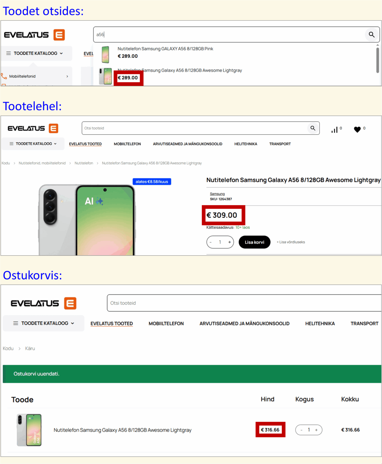 Pricing tricks in the e-shop