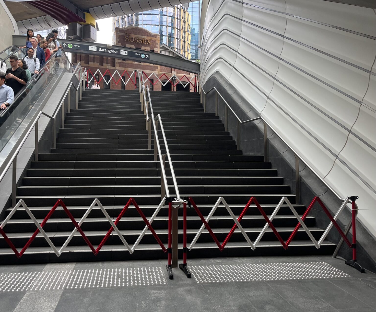 Monday giggle…Wynyard Tunnel escalator works but the stairs are out of order…