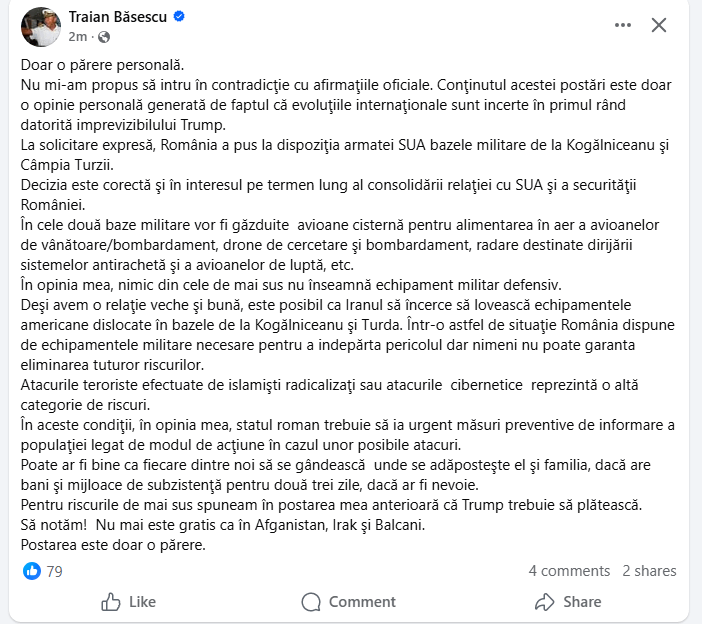 Traian Basescu about Kogalniceanu and Campia Turzii