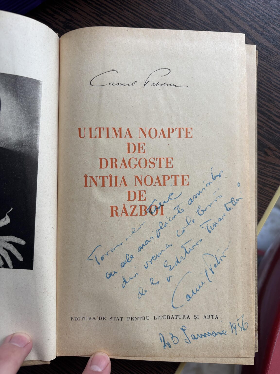 Book signed by Camil Petrescu