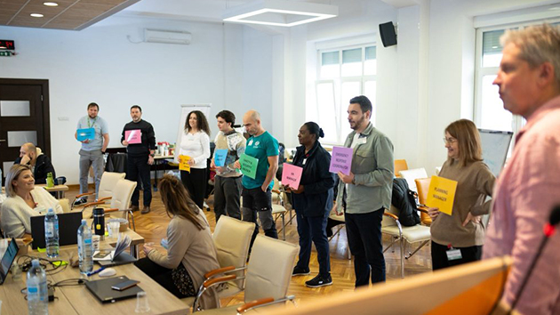 Participants work together during workshop exercises at the ADRA Emergency Response Team training in Belgrade, Serbia, on February 4, 2026