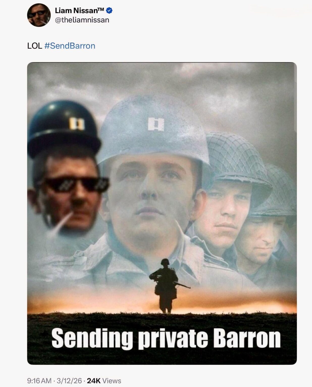 SENDING PRIVATE BARRON.