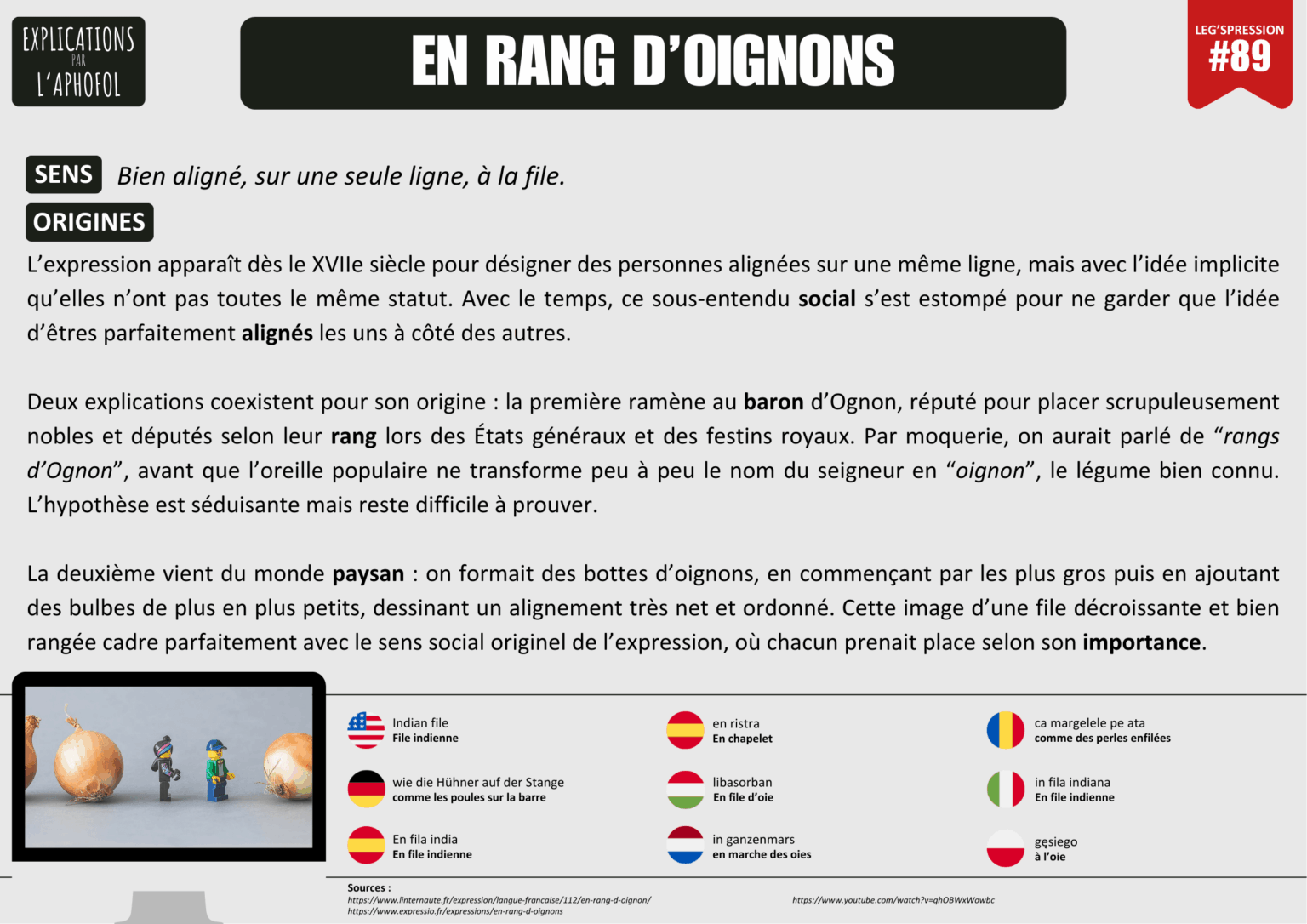 Explanations of LEG'Spression "In a row of onions" (are you interested in this type of publication?)