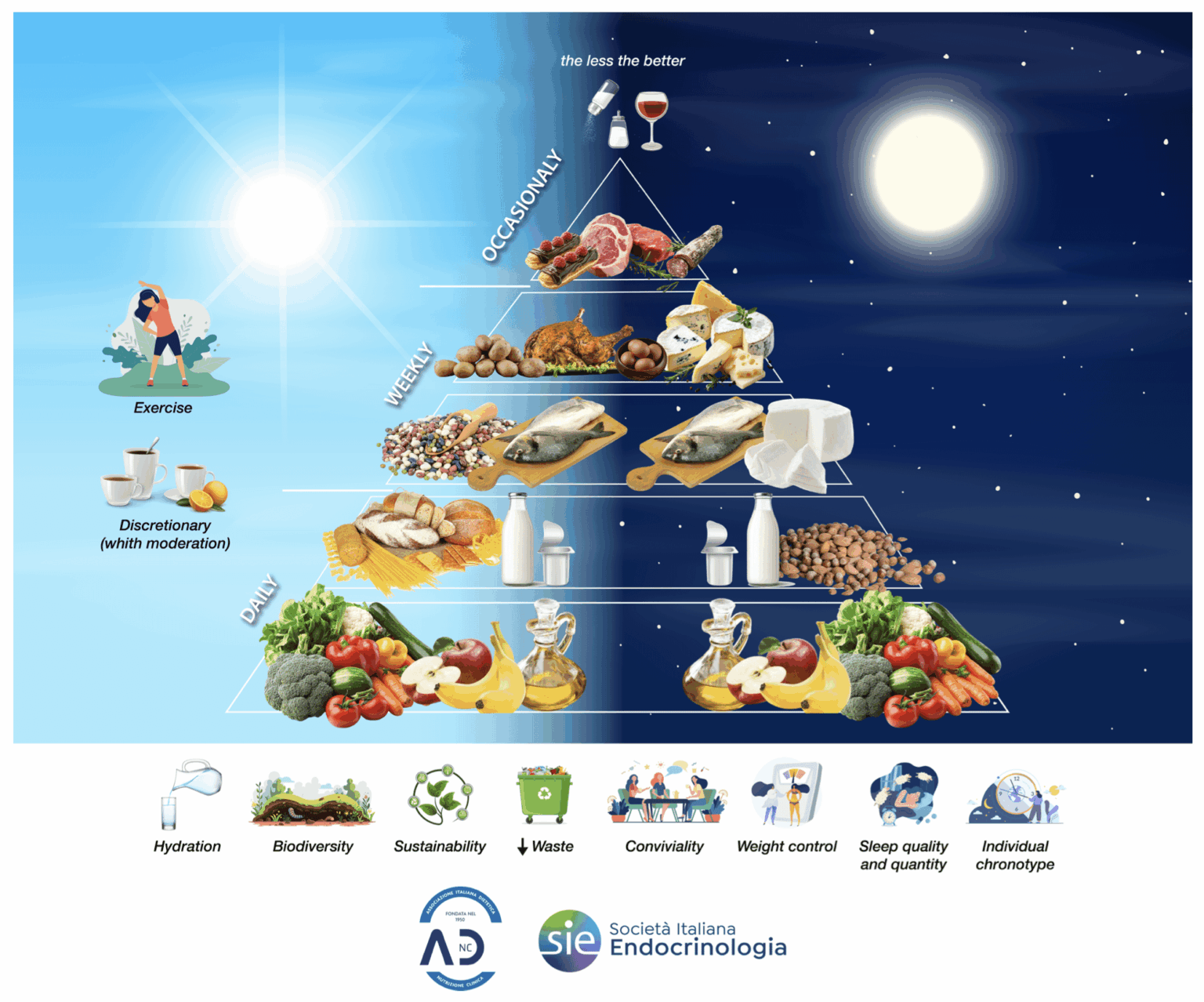 Mediterranean diet. The new food pyramid based on biological rhythms is born