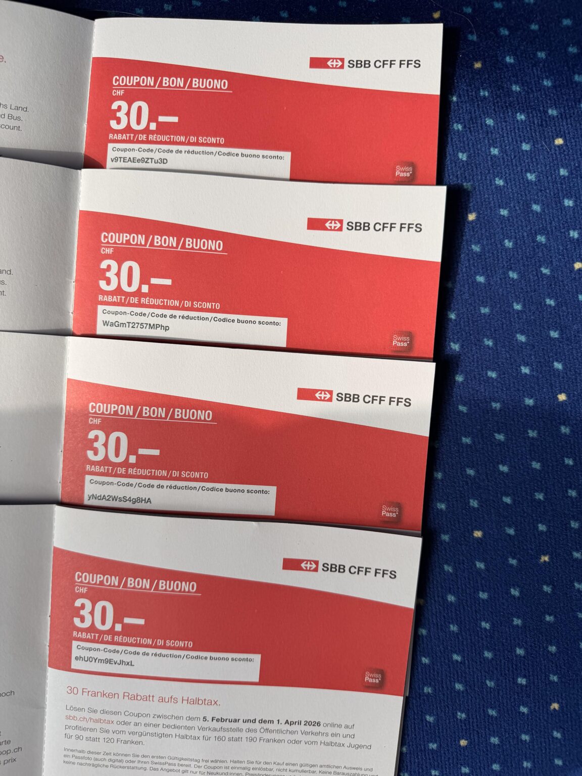 Coupon 30Chf for Halbtax