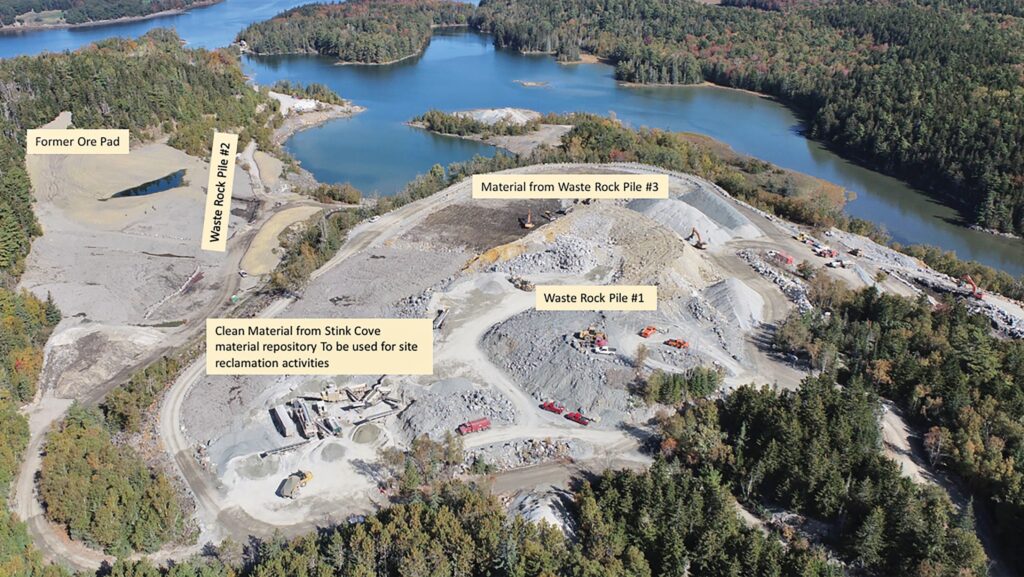 Aerial view of the Callahan Mine Superfund cleanup site on Cape Rosier. PHOTO COURTESY EPA