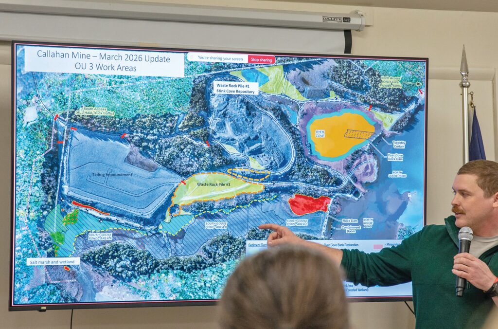 EPA project manager Ben Kuhaneck updates residents on the progress of the Callahan Mine cleanup in Brooksville. PHOTO BY ANDY WEBSTER
