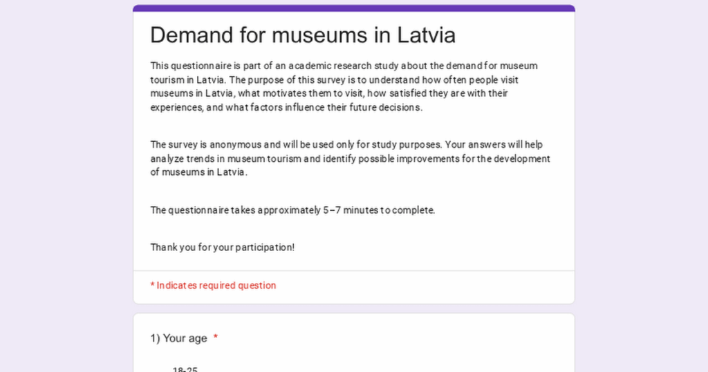Latvian museum questionaire - dauther's exam work.