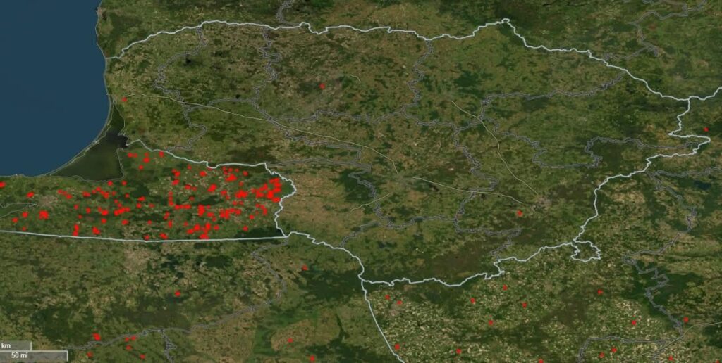 Fires have been recorded in the past week. You can see how fun our friendly neighbors are burning.