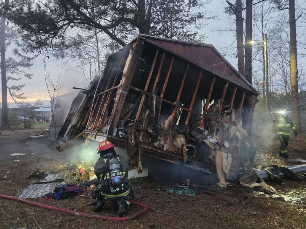 Trailer destroyed in fire on Otis Lee Road in Macedonia