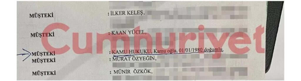 Day 2 of the Istanbul Metropolitan Municipality case: the person named Public Law, son of Kamu, born on 01.01.1980, was also included in the roll call.