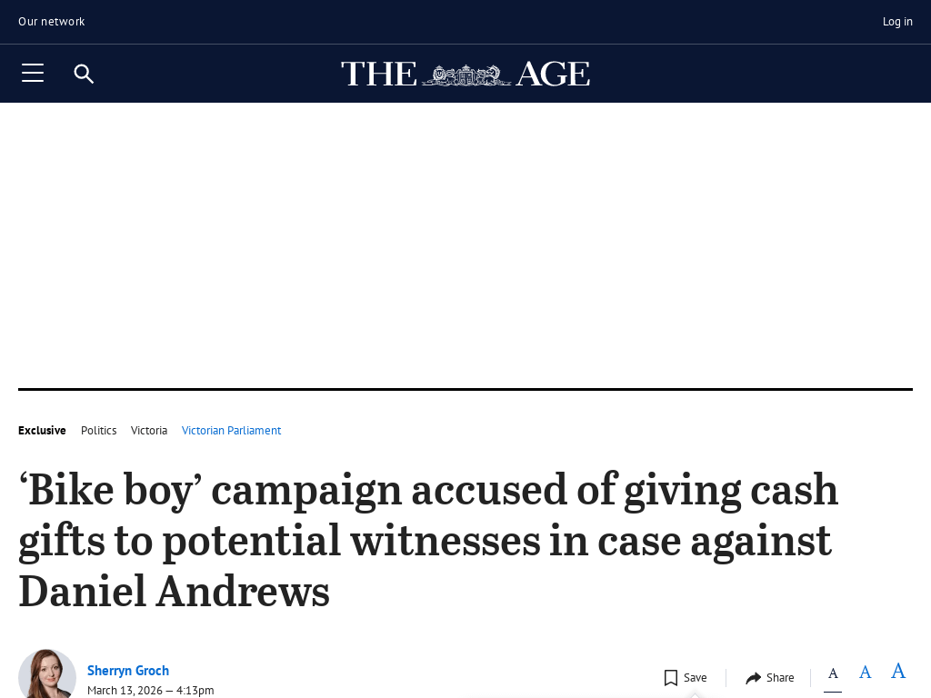 ‘Bike boy’ campaign accused of giving cash gifts to potential witnesses in case against Daniel Andrews