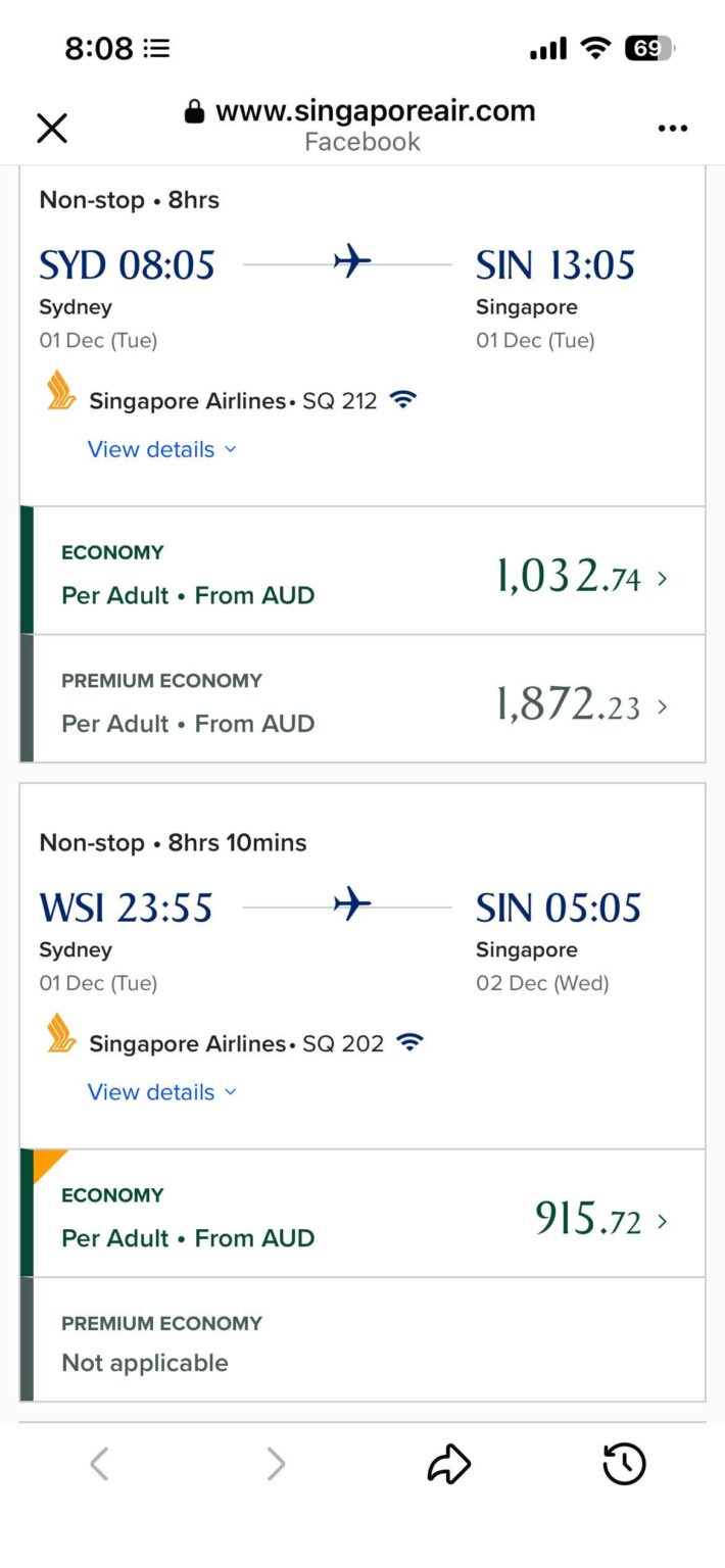 About $110 cheaper airfare for WSI vs SYD