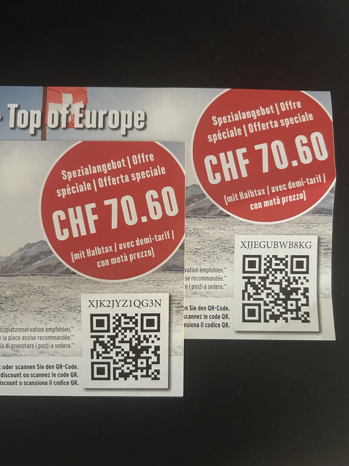 Free tickets Jungfraujoch