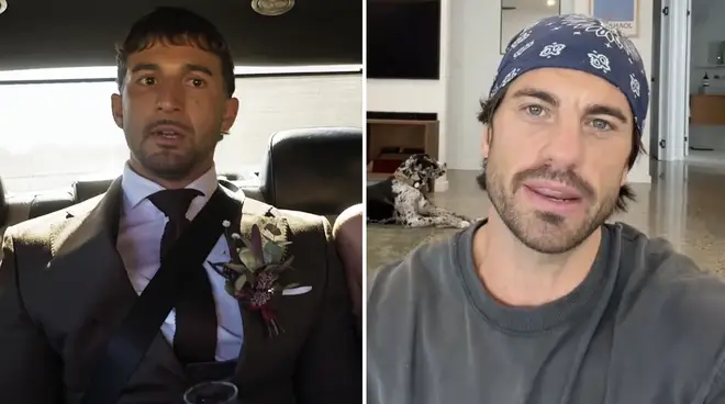 MAFS Australia's Eliot on his wedding day and a screenshot of Eliot's TikTok.