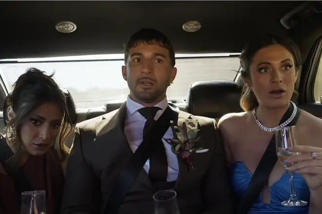 Luke pictured with his sisters on the way to his wedding.