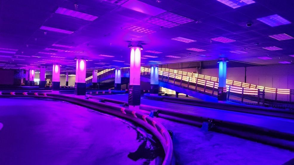 High speed go kart track inside Zap Zone XL in Portage, MI. (Collin Rogers/WWMT){p}{/p}