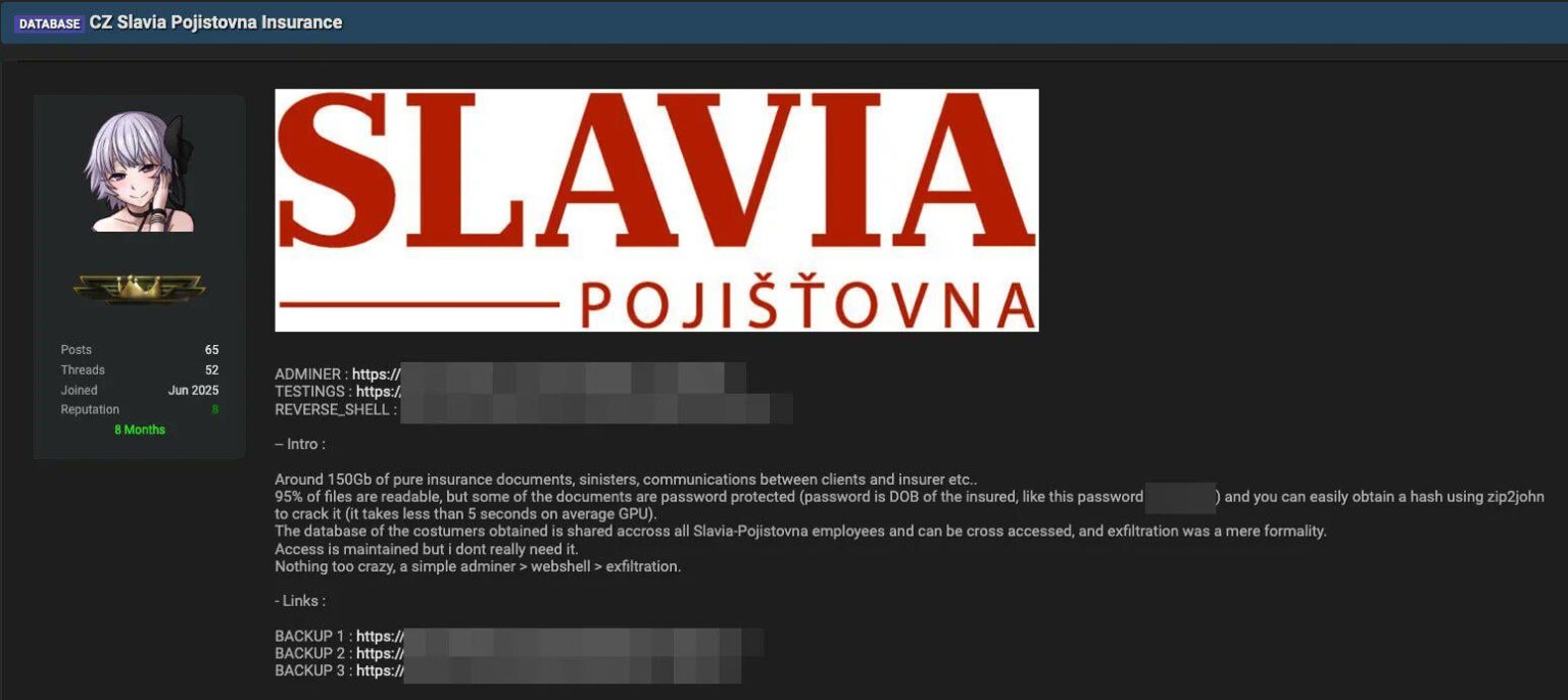 Are you clients of Slavia pojišťovna? Just had a personal data leak.. so I'd be extra careful for the next few weeks and change my details